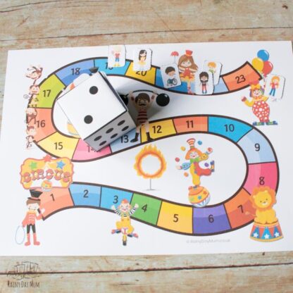 fun circus themed board game for playing with preschoolers