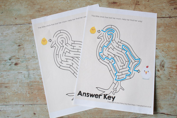 easter chick maze with answer key