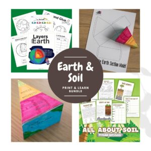 printable pack of activities and resources for learning about the layers of the earth and soil