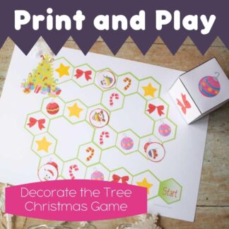 Print and play Decorate the tree Christmas game from Rainy Day Mum
