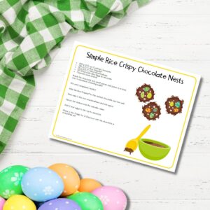 printable recipe card for kids of Rice Crispy Chocolate Nests